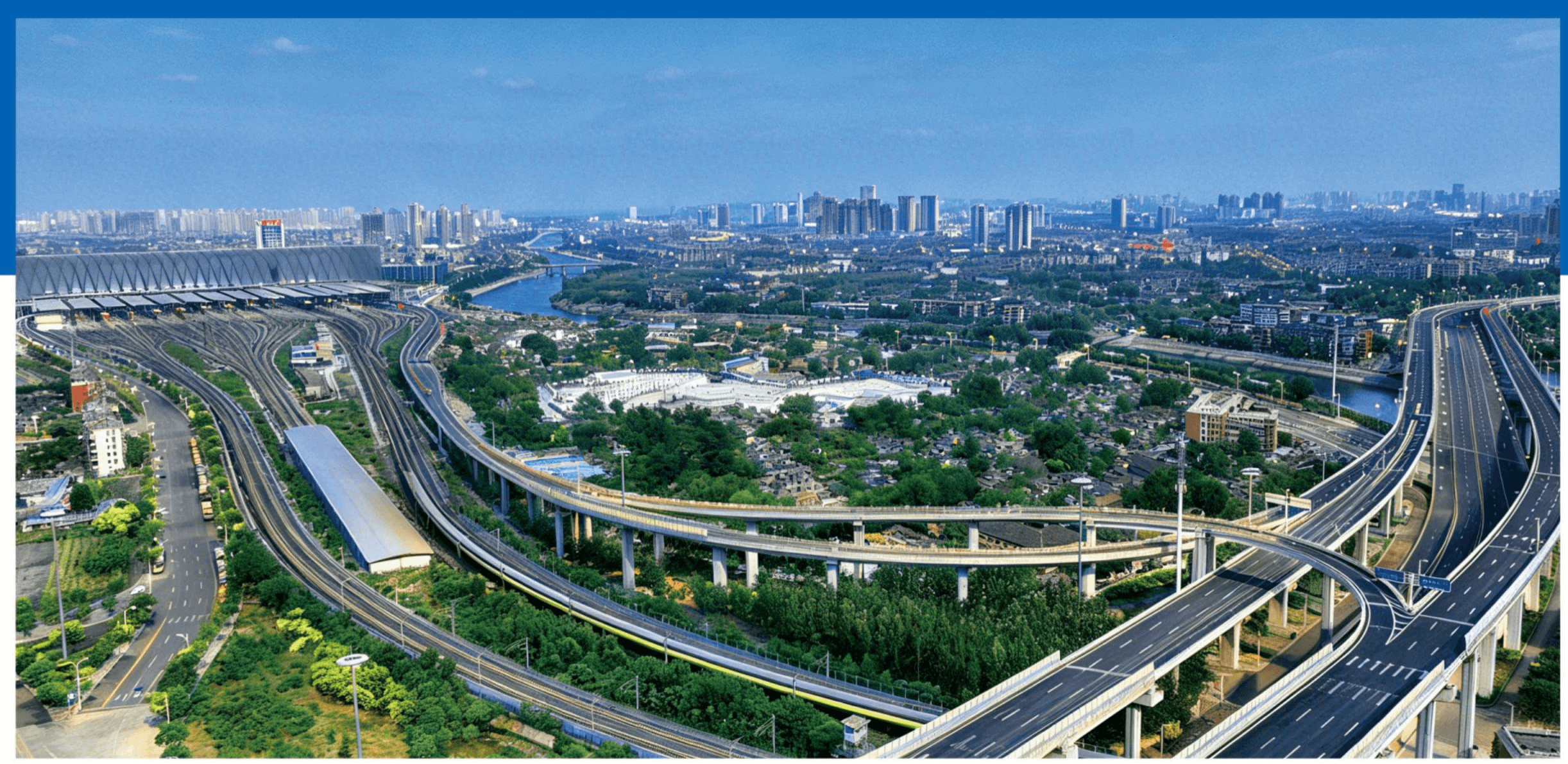 Aerial view of highway interchange